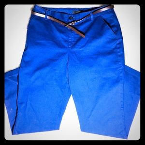 💙NEW! Forever 21 Blue Cuffed Pants w/Brown Belt💙